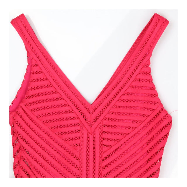 Cerise Pink Fit & Flare V‑Neck Dress