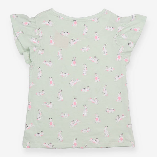 Green t-shirt with white bunnies