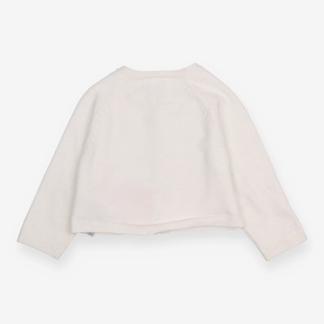 Cardigan White with Brown Buttons