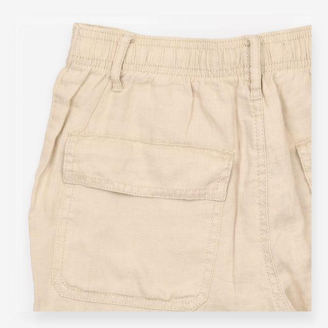 Linen Trousers Neutral Tapered Utility Style