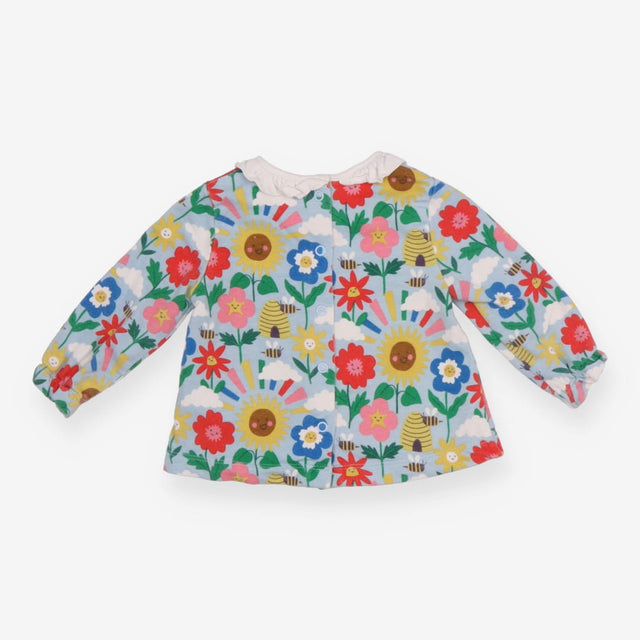 T-Shirt Long Sleeve Collared Flowers and Bees