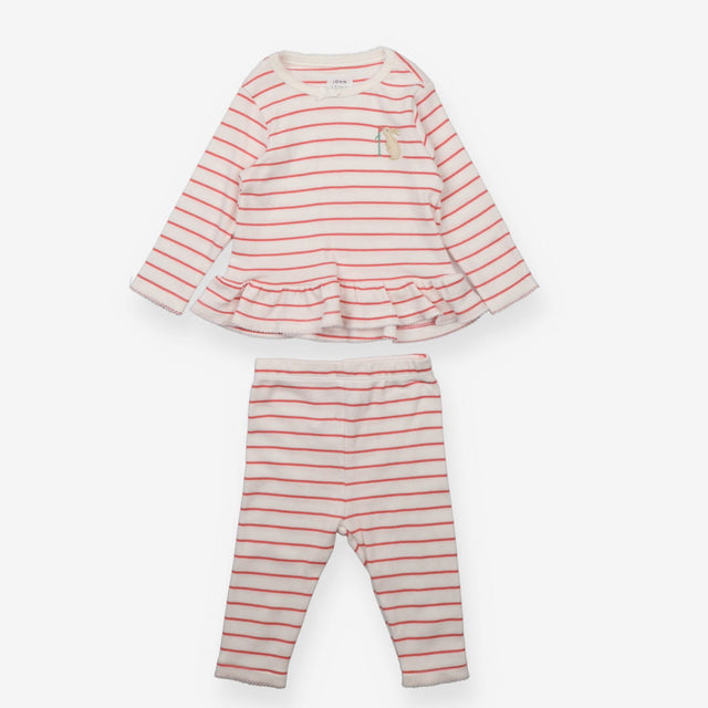 Pyjamas white pink strip peplum top rabbit