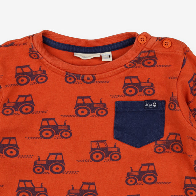 Tee Long Sleeve burnt orange navy tractors elbow p