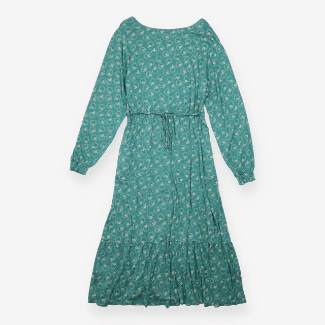 Maxi Dress Teal Floral Wrap Front Long Sleeve