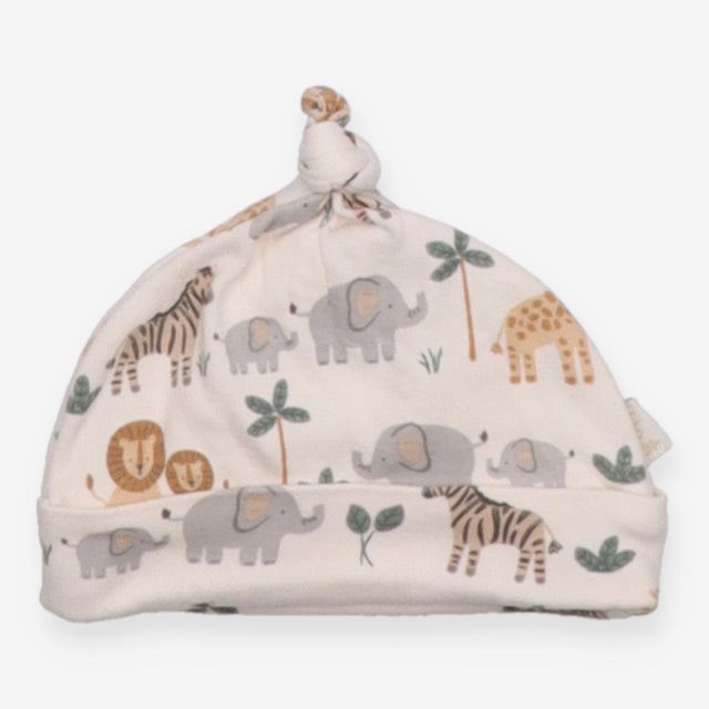 Baby Hat Knotted Safari Animal Print Cream