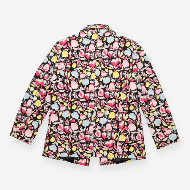 Black Multicolour Floral Edge-to-Edge Blazer