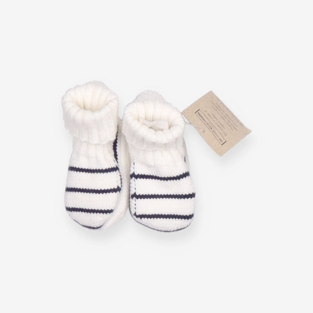 Slippers Knit White and Navy Stripe