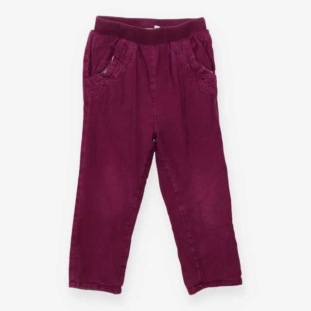 Pull on trousers cord plum floral lining