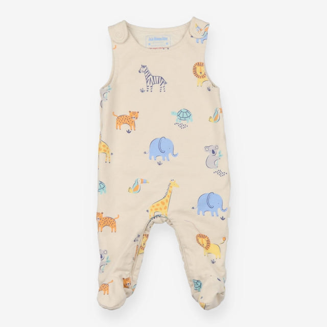 Dungarees jersey cream jungle animals