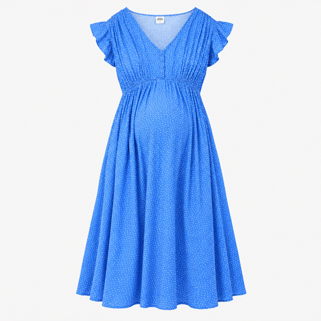 Dress Blue White Polka Dot Maternity Midi