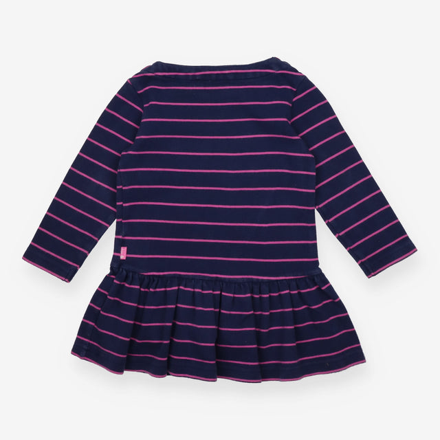 Jersey Dress navy with Pink Stripes and Boat