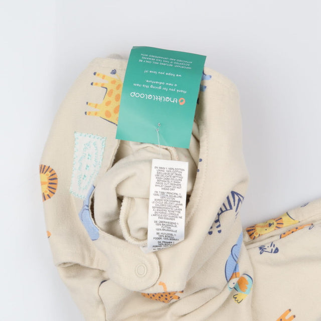 Dungarees jersey cream jungle animals
