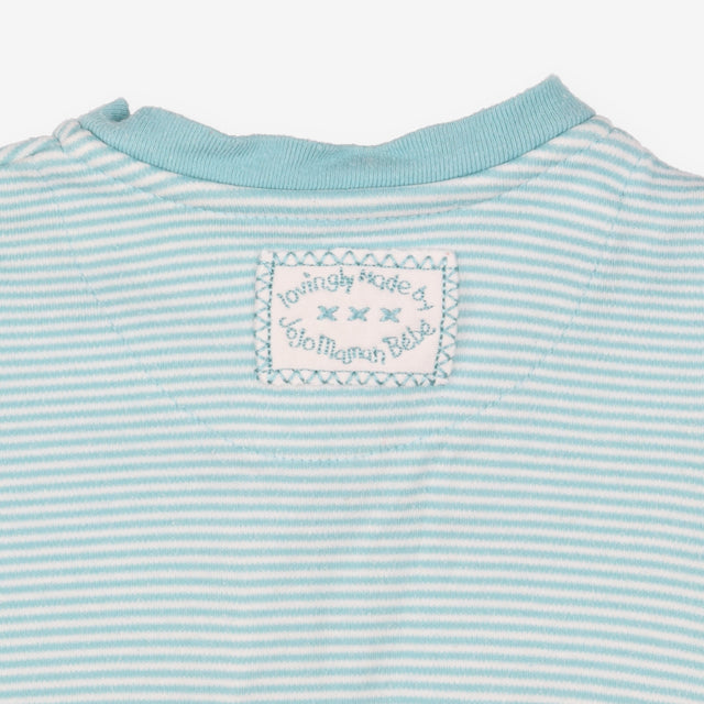 Sleepsuit green and white stripe with pretty giraf