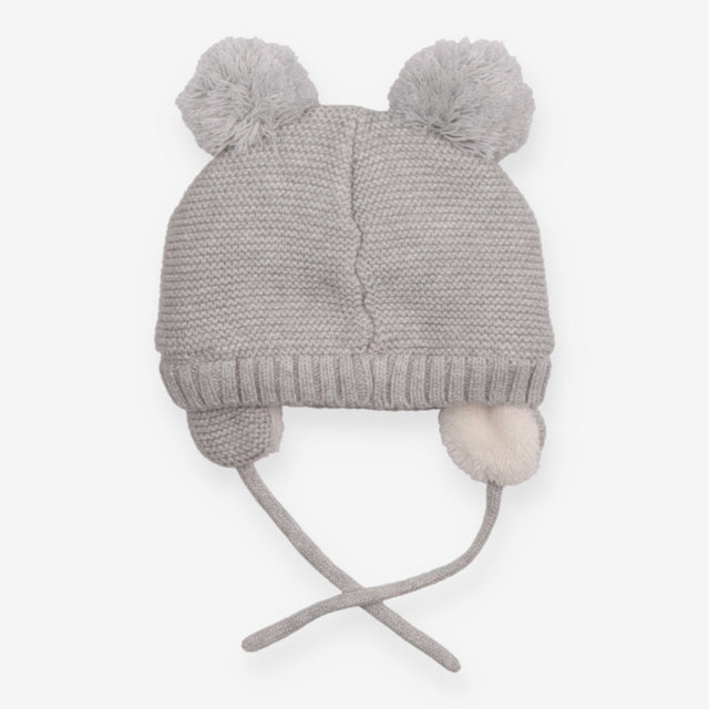 Grey knit winter hat with ears