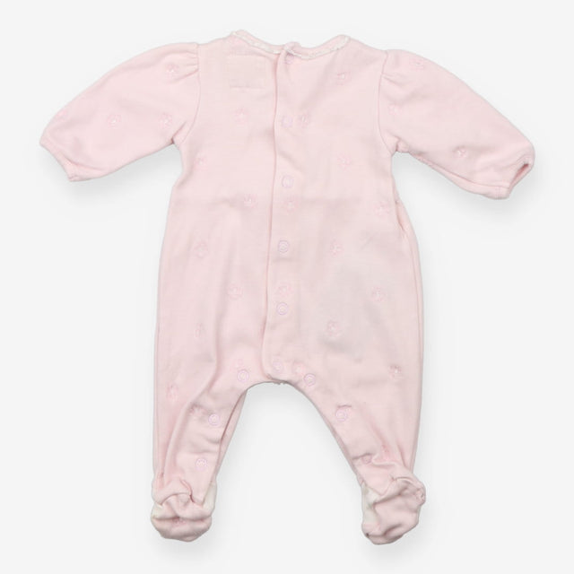 Sleepsuit pink embroidered flowers 3 flowers