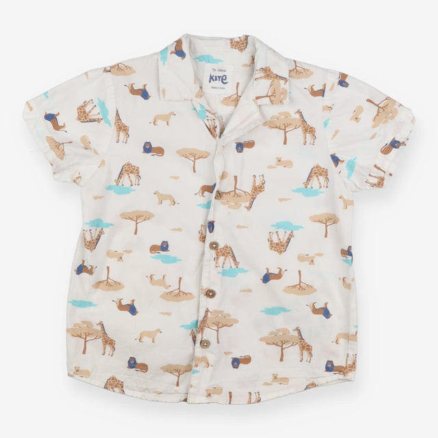 Shirt white animals print