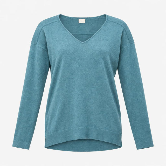 Jumper Long Sleeve V Neck Dropped Shoulder Teal