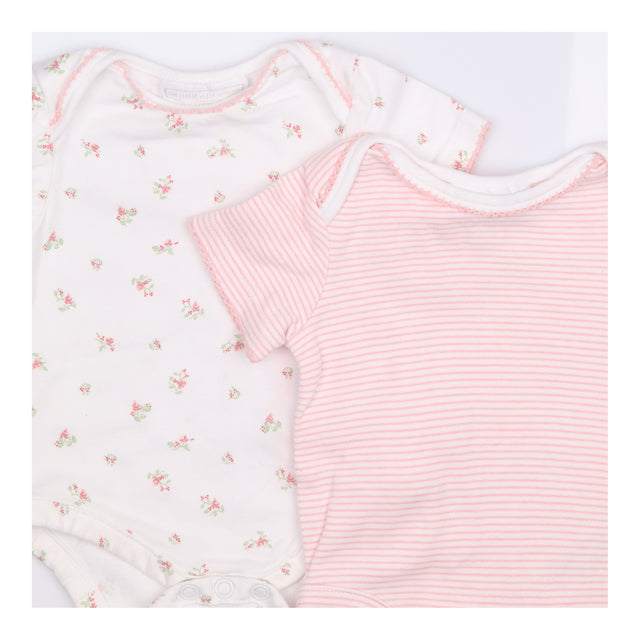Bodysuits 2pc pink stripe flowers SS