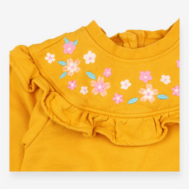 Sweatshirt yellow flowers yolk frill
