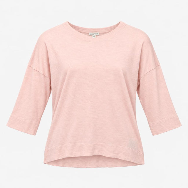 Top Long Sleeve Dropped Shoulder Slub Knit Blush P