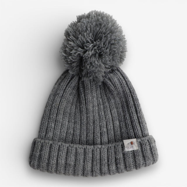 Grey knit bobble hat