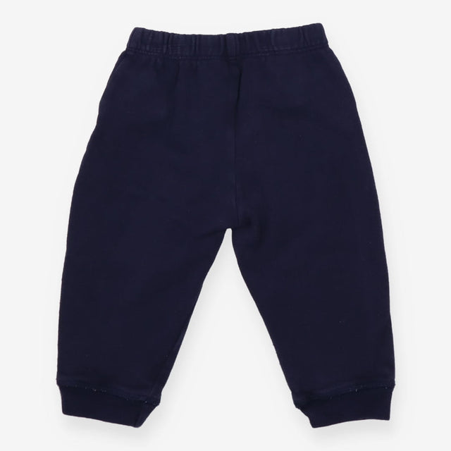 Navy joggers with white drawstring