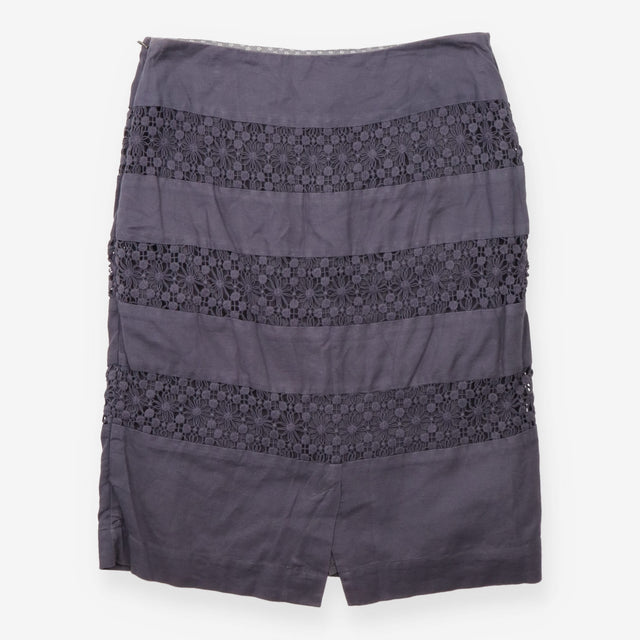 Skirt A Line Lace Insert Knee Length