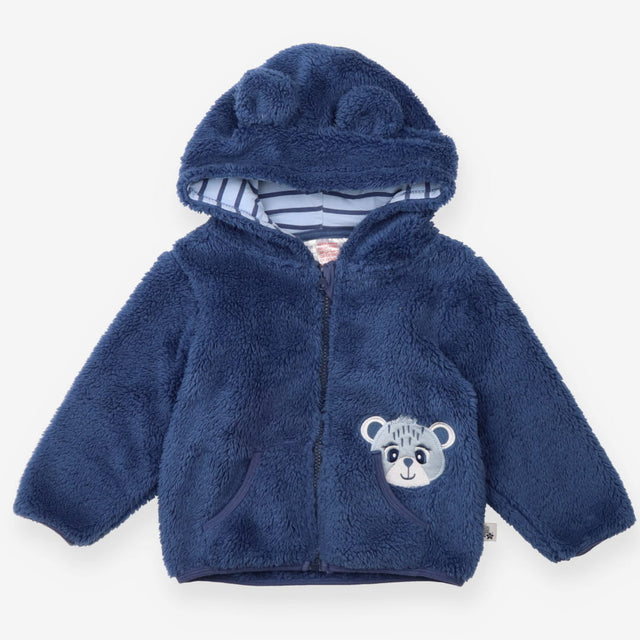 Fleece Hoodie Zipped Blue with Bear and Bear Ears