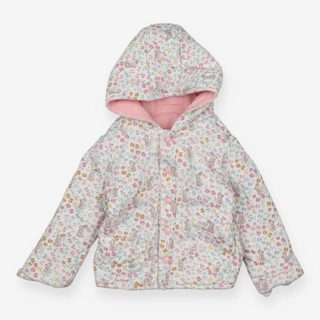 Pink Cord and Flowers Reversible Coat