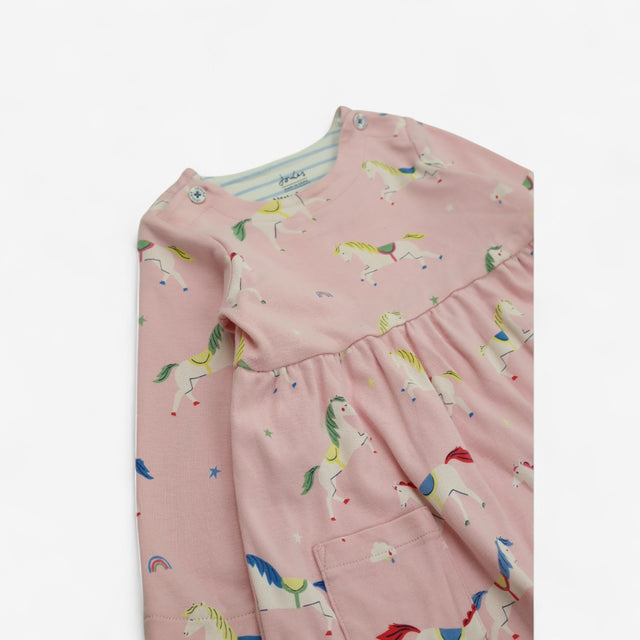 Dress Long Sleeve Jersey Pink with Horses