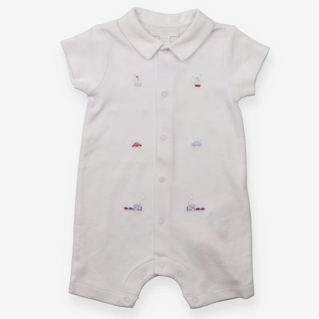 Romper Shortie White Transport Applique