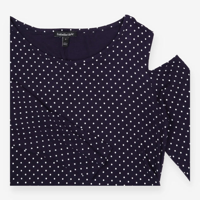 Isabella Oliver Navy Polka Dot Cut‑Out Long Sleeve