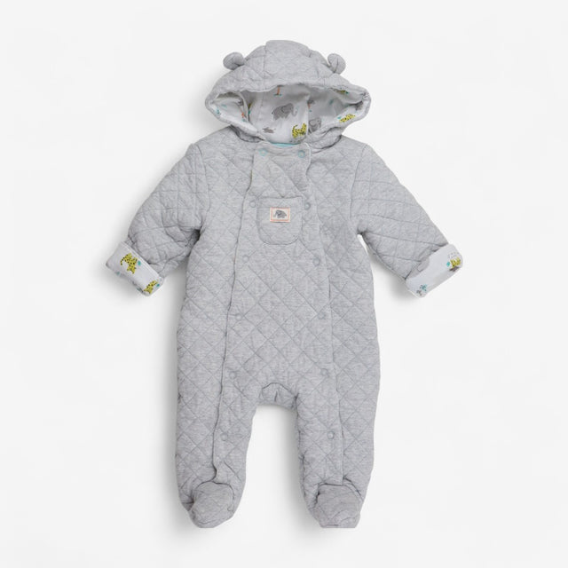 Pramsuit Jersey Quilted Grey with Elephant Lining