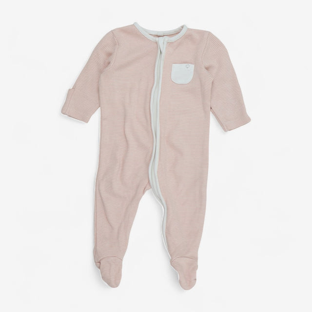 Pink and White Stripe Sleepsuit