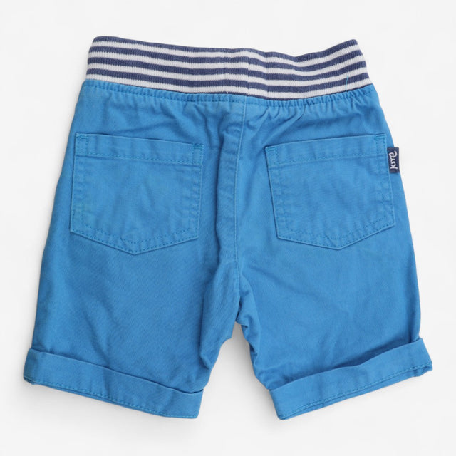 Yacht Shorts Bright Blue with Ticking Stripe Waist