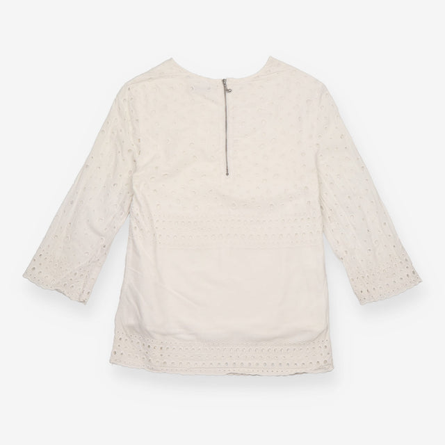 White 100% Cotton Broderie Anglaise Long Sleeve To
