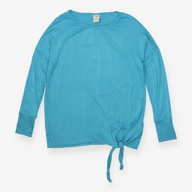 Tie hem long sleeve top in tobermory teal