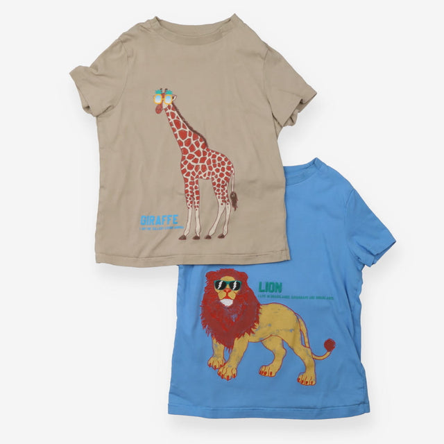 T-shirts Short Sleeve Giraffe and Lion - 2 pack