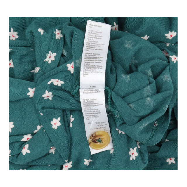 Teal Ditsy Floral Button Detail Wrap Top