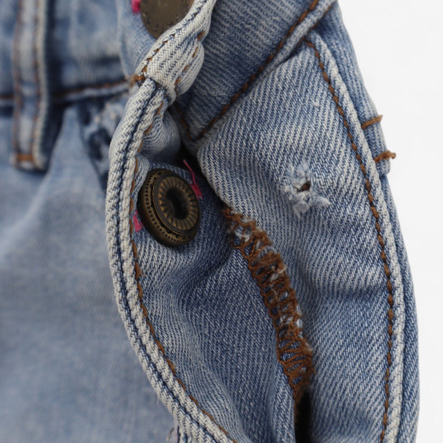 Dungarees shortie denim blue white floral lining