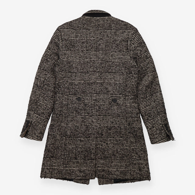 Checked Coat Wool Blend Longline Tailored Single B