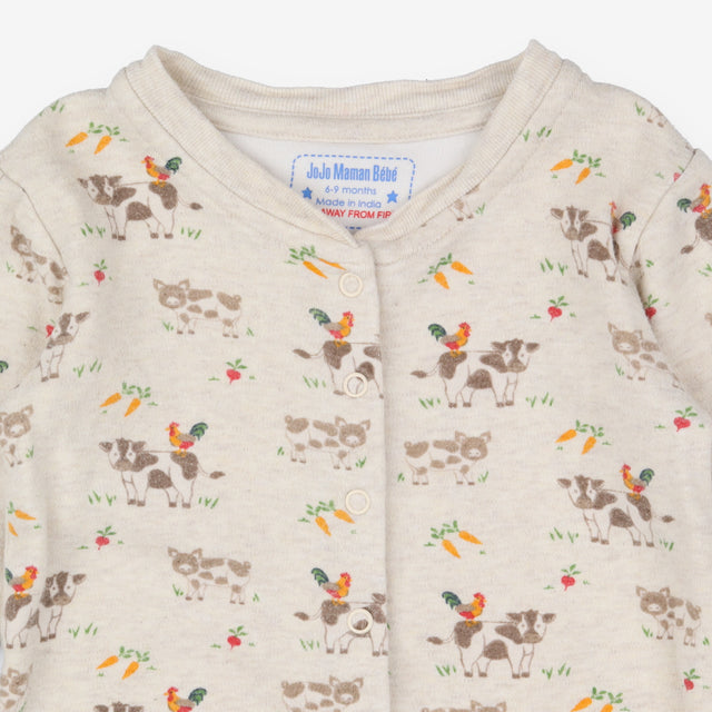 Sleepsuit cream cow print