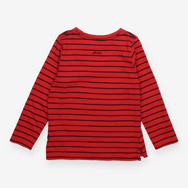 Tee LS red stripe santa in jeep christmas tree