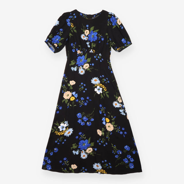 Dress Black Floral Short Sleeve