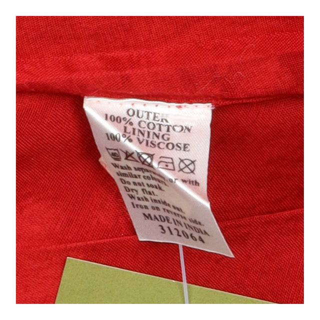 Embroidered A Line Cotton Midi Skirt Red