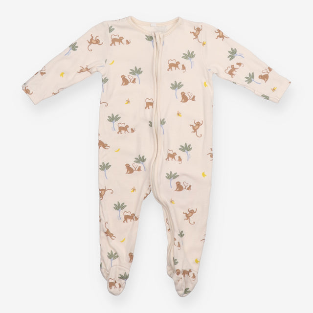 Sleepsuit zip cream monkey