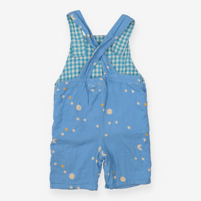 Dungaree shortie blue moons and stars