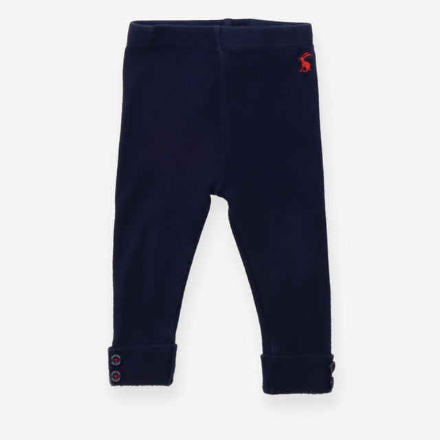 Navy Ribbed Leggings with Buttons
