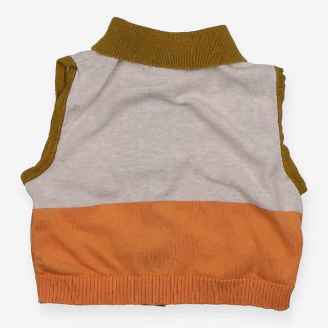 Knit sleeveless cardigan grey/green/orange