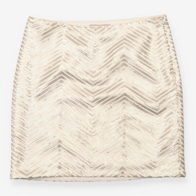 Gold Sequin Chevron Mini Skirt Size